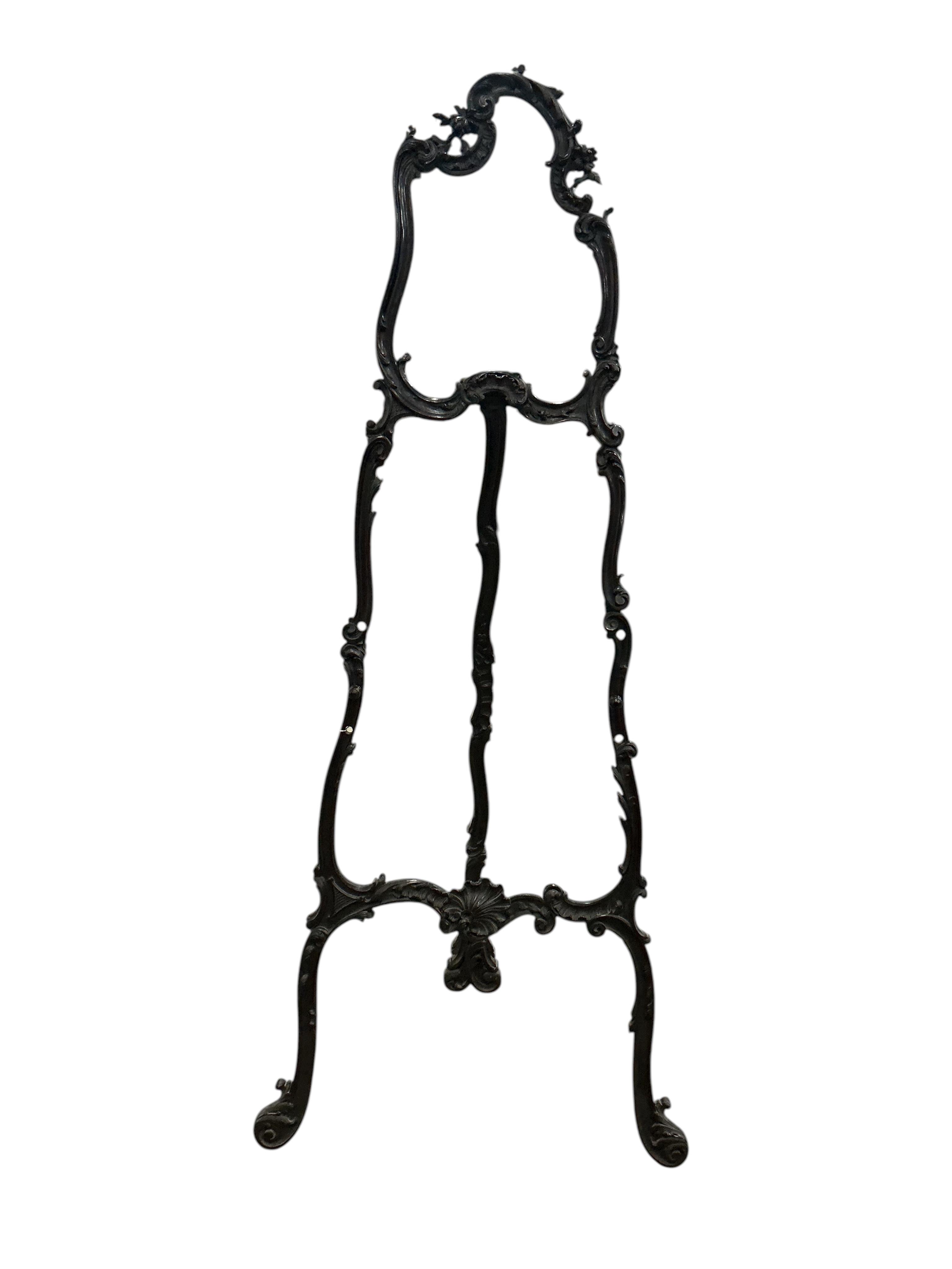 A Chippendale Revival mahogany easel, width 76cm, height 180cm